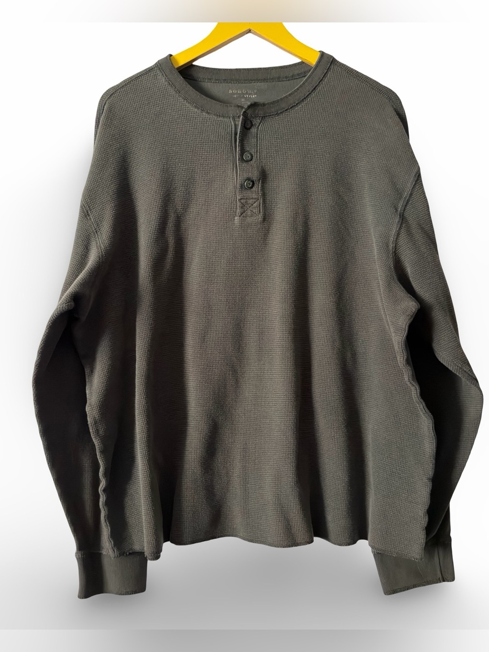 Men's Faded Long Sleeve Waffle Thermal Shirt XL